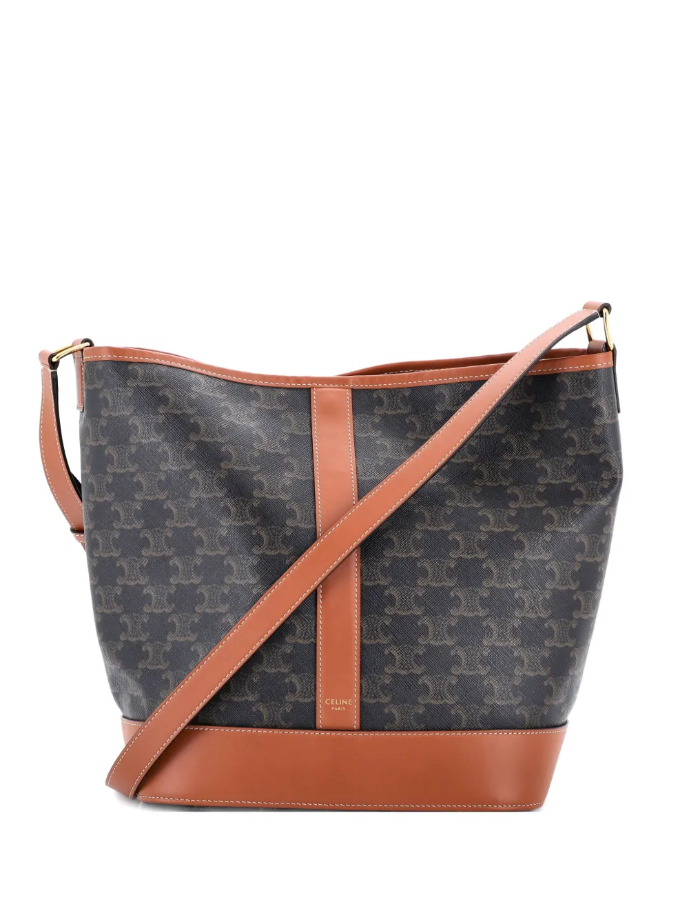 Celine Pre-Owned Triomphe Coated Canvas Medium bucket bag - Marrone