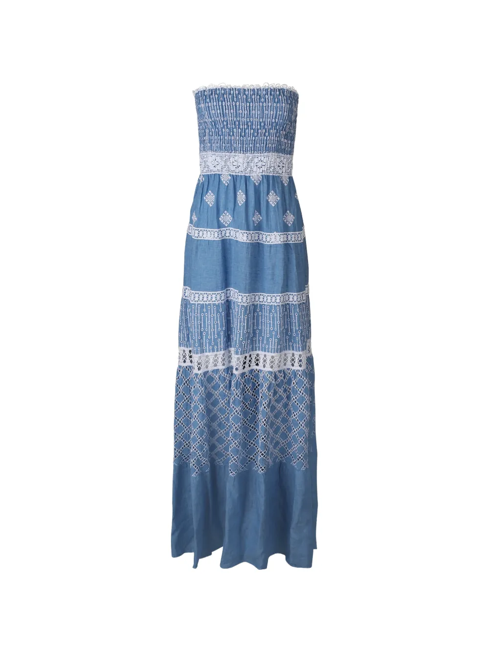 Temptation Positano shirred lace dress - Blau