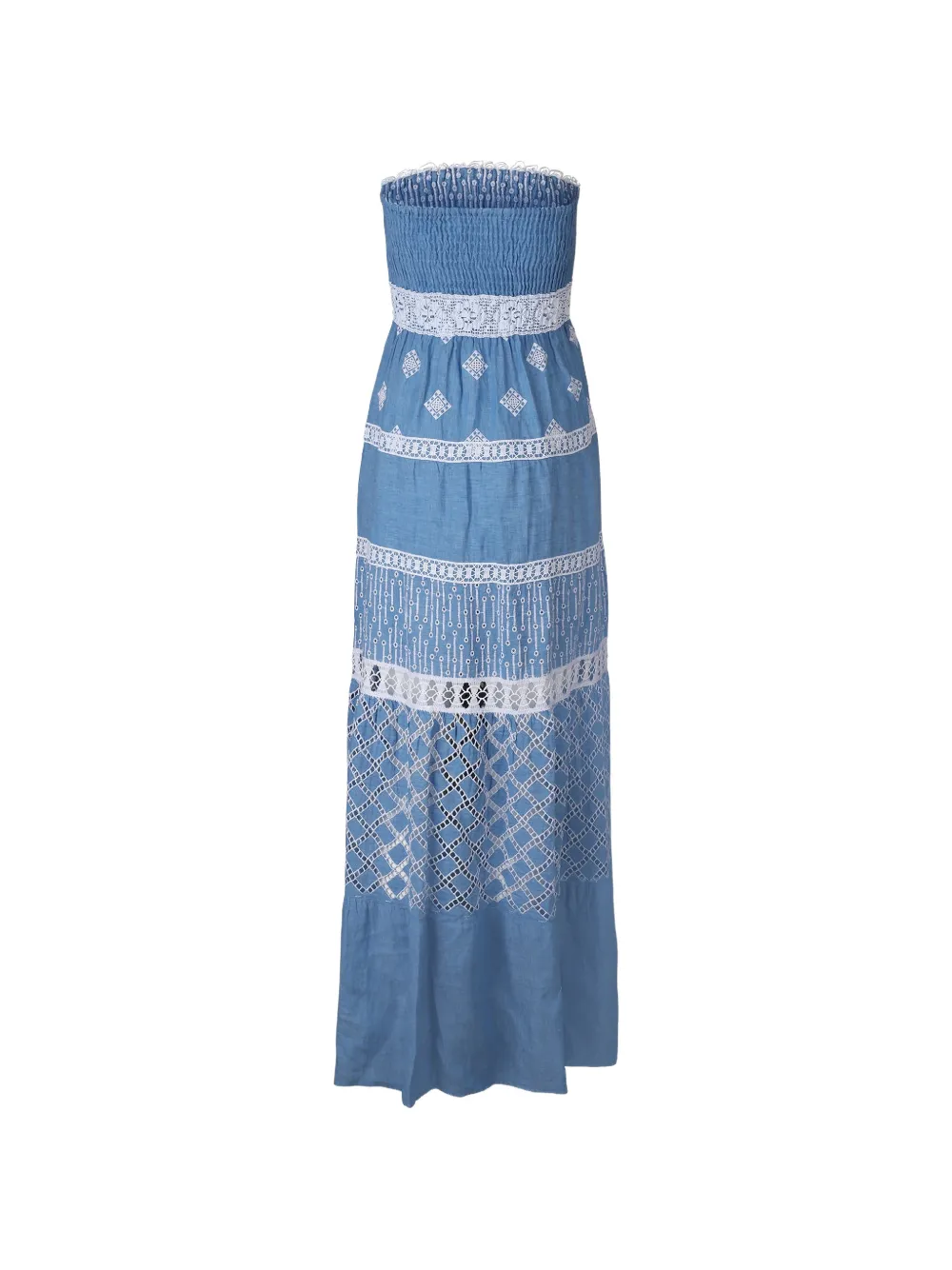Temptation Positano shirred lace dress - Blauw