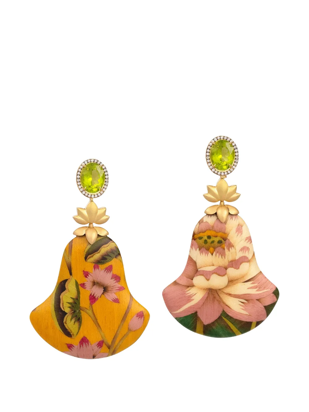 SILVIA FURMANOVICH peridot marquetry flower earrings - Oro