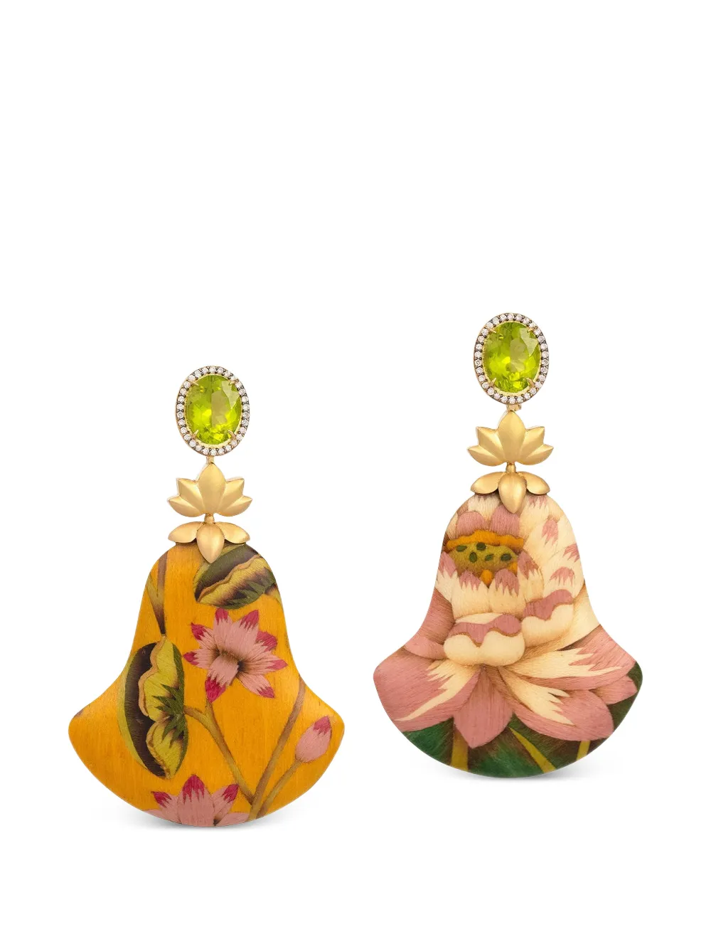 SILVIA FURMANOVICH peridot marquetry flower earrings - Oro