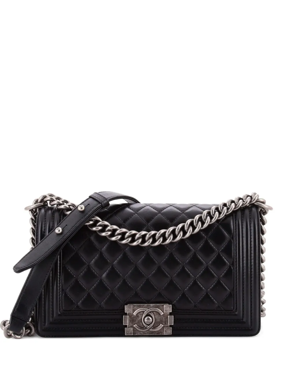 CHANEL Pre-Owned Boy Flap Bag Quilted Lambskin Old Medium shoulder bag - Nero