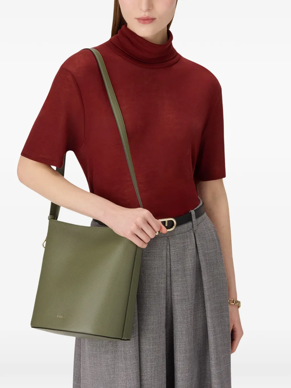 Furla small Roxie leather charm tote bag - Verde