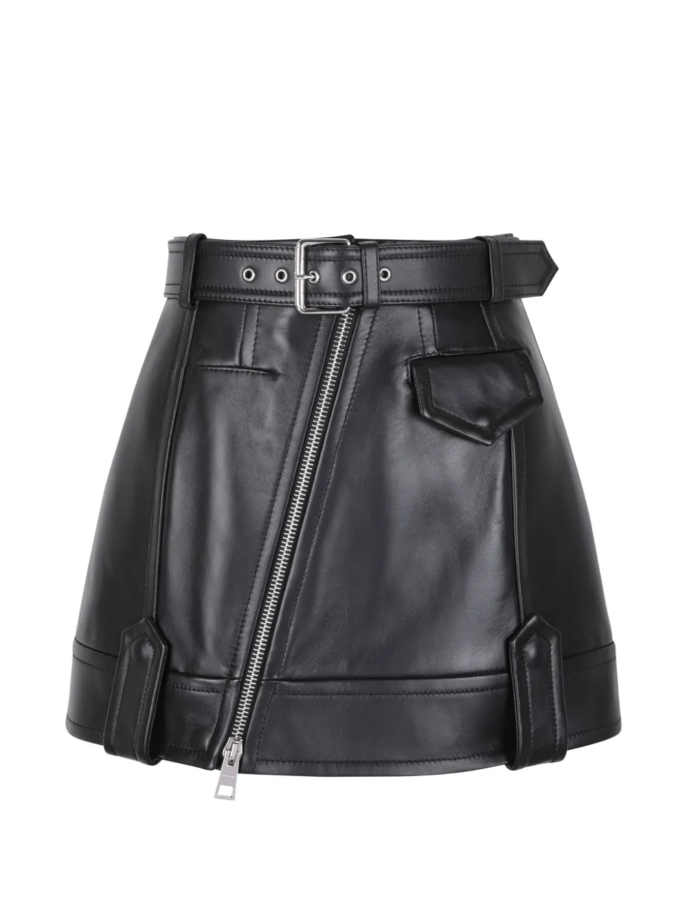 Givenchy zip-fastening belted leather mini skirt - Nero