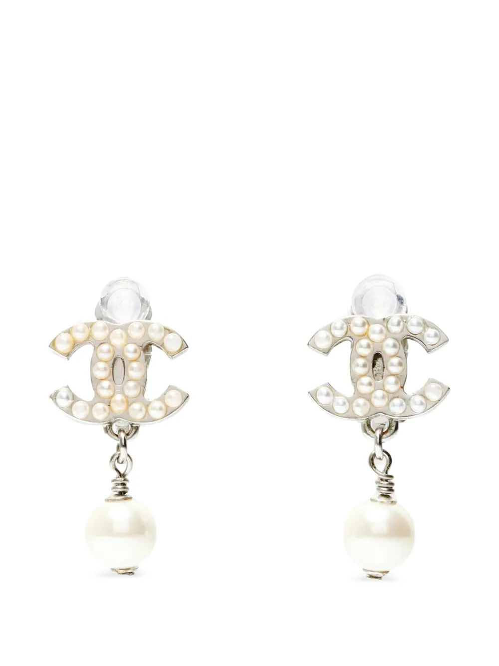 CHANEL Pre-Owned 2005 CC faux-pearl earrings - Silber