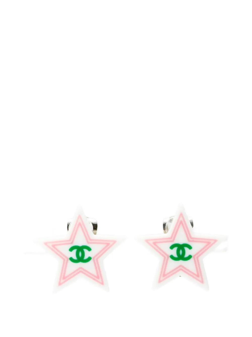CHANEL Pre-Owned 2004 CC star clip-on earrings - Bianco