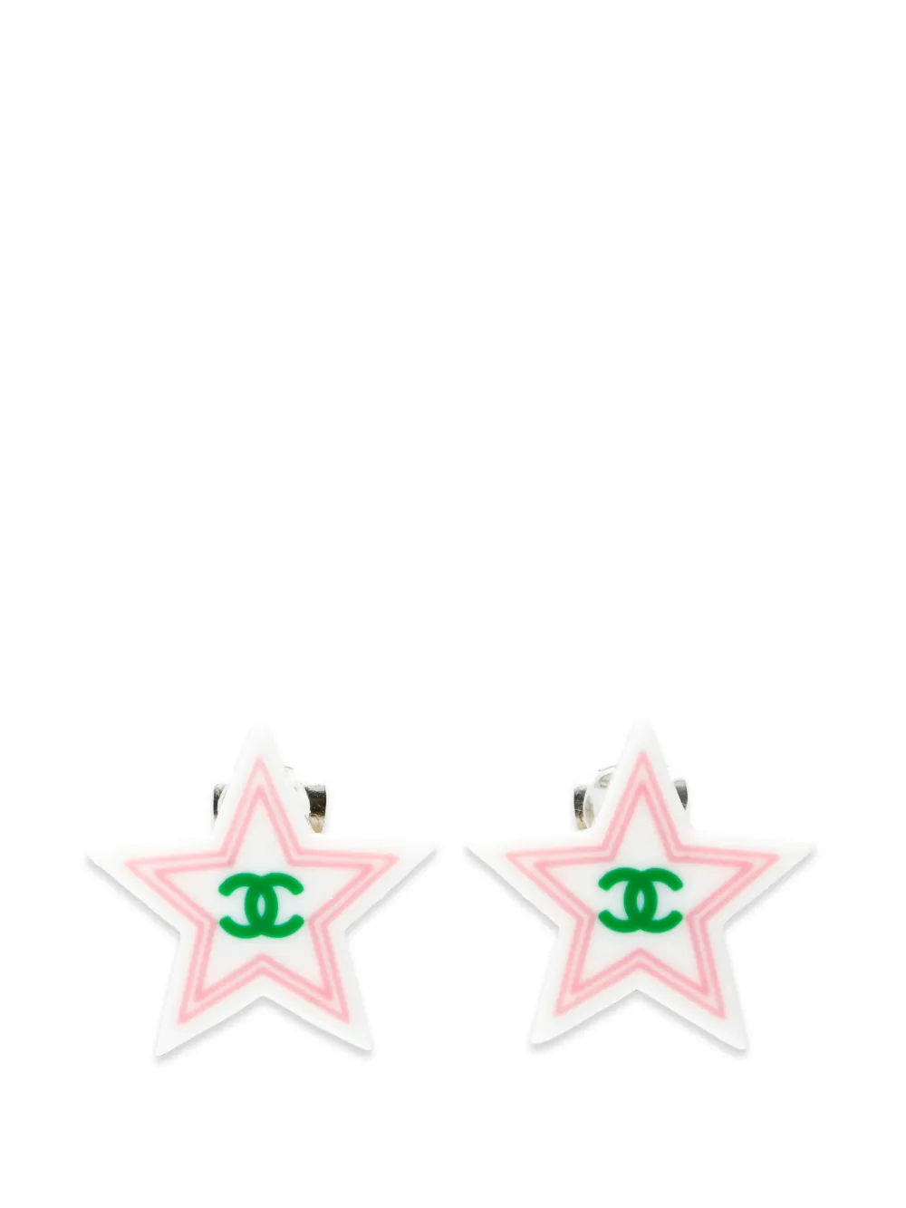CHANEL Pre-Owned 2004 CC star clip-on earrings - Bianco