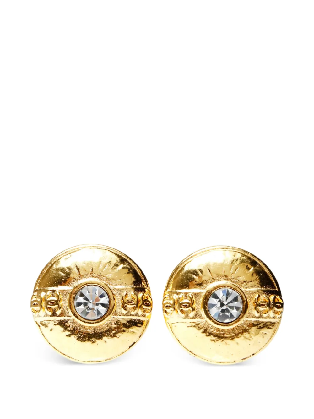 CHANEL Pre-Owned 1988 CC rhinestone earrings - Oro