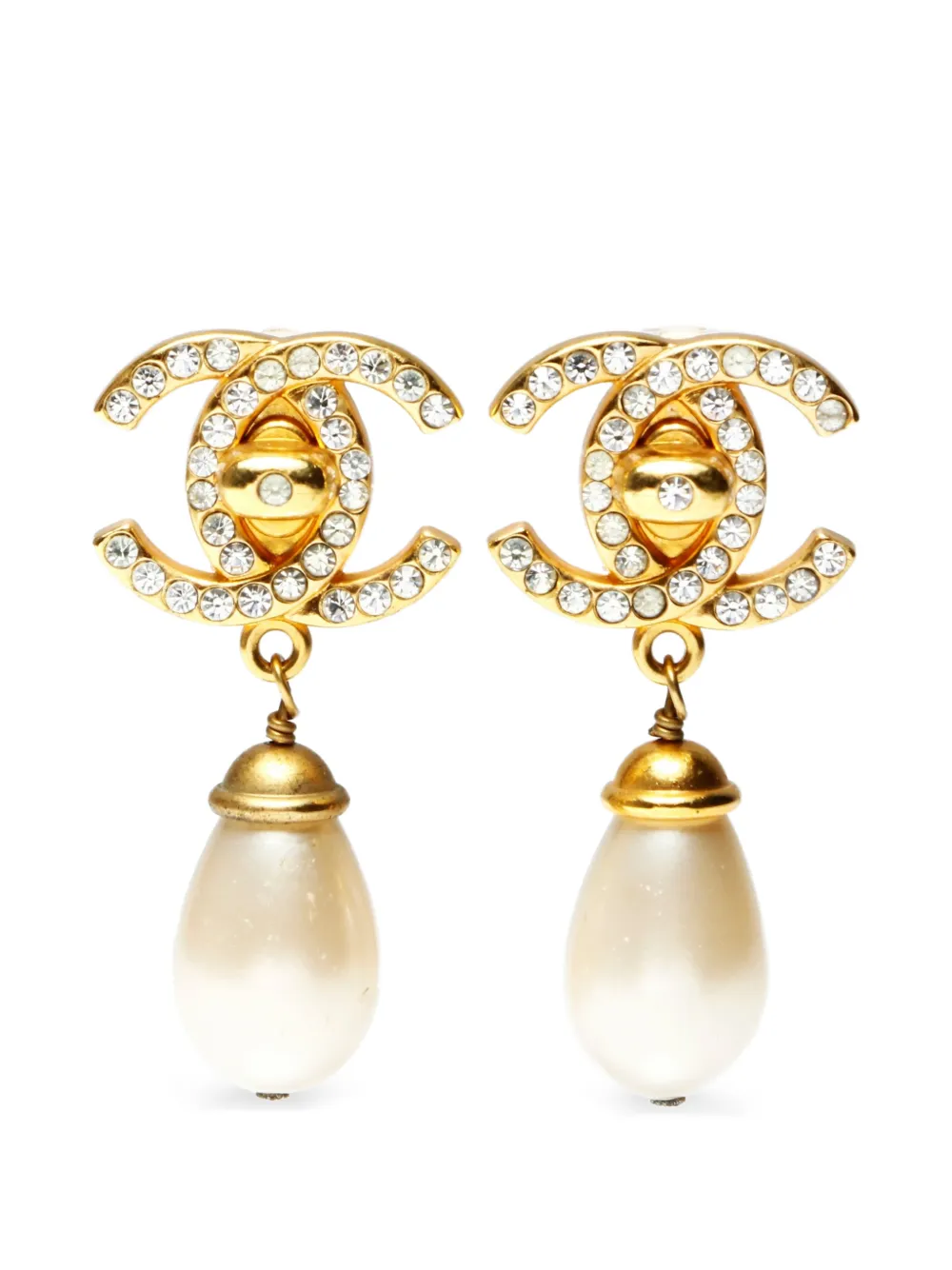 CHANEL Pre-Owned 1996 CC faux-pearl earrings - Oro