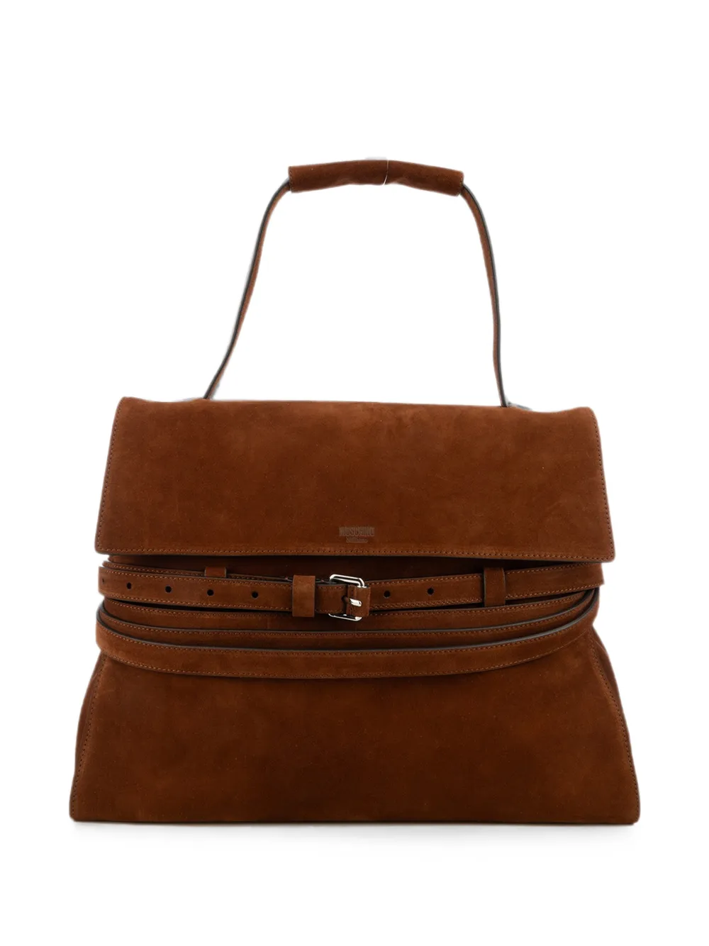 Moschino buckle-detail suede tote bag - Marrone