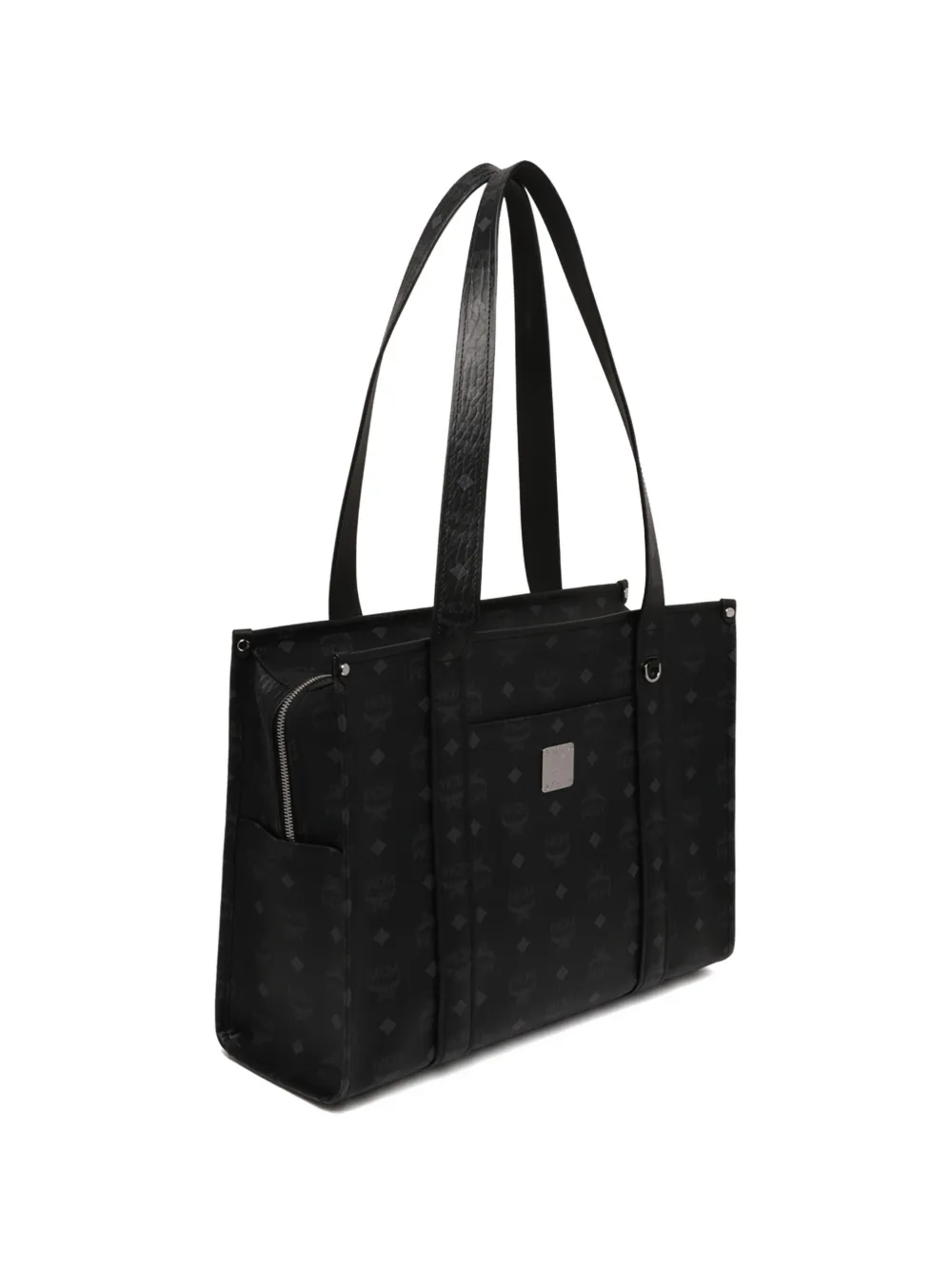  Mcm Large Aren Monogram Shoulder Bag - Black 