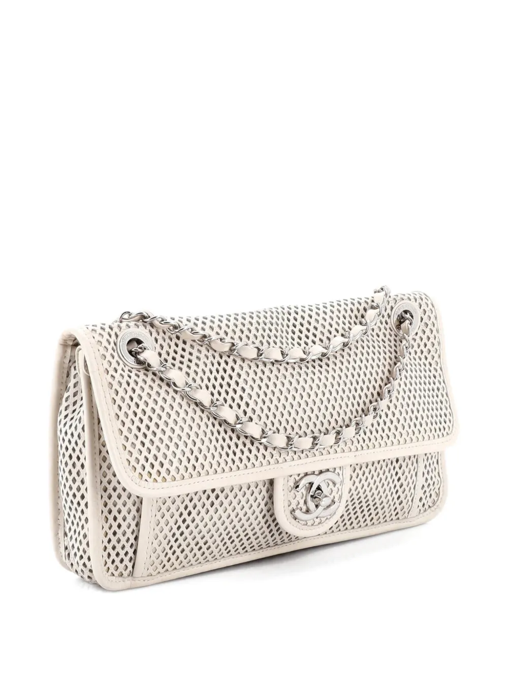 CHANEL Pre-Owned Borsa a spalla Up In The Air media in pelle traforata con battente - Bianco