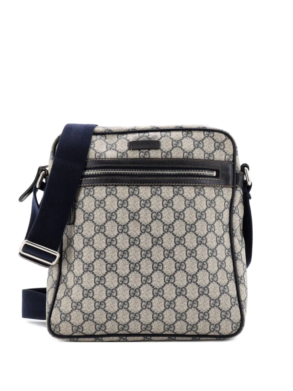 Gucci Pre-Owned Front Zip Messenger GG Coated Canvas Medium crossbody bag - Blu