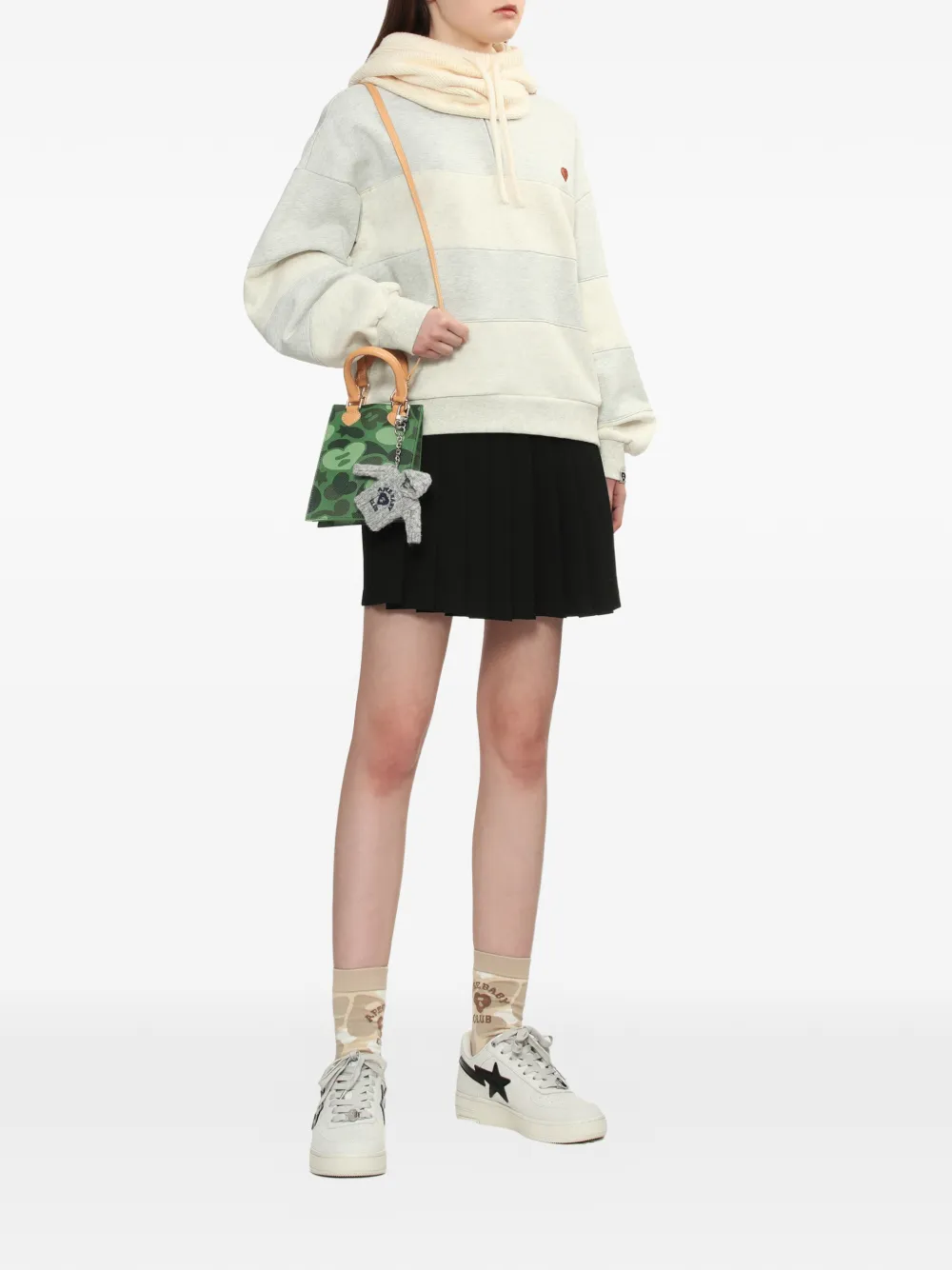  Apee™ By *a Bathing Ape® Striped Zip Polo Shirt - Grey 