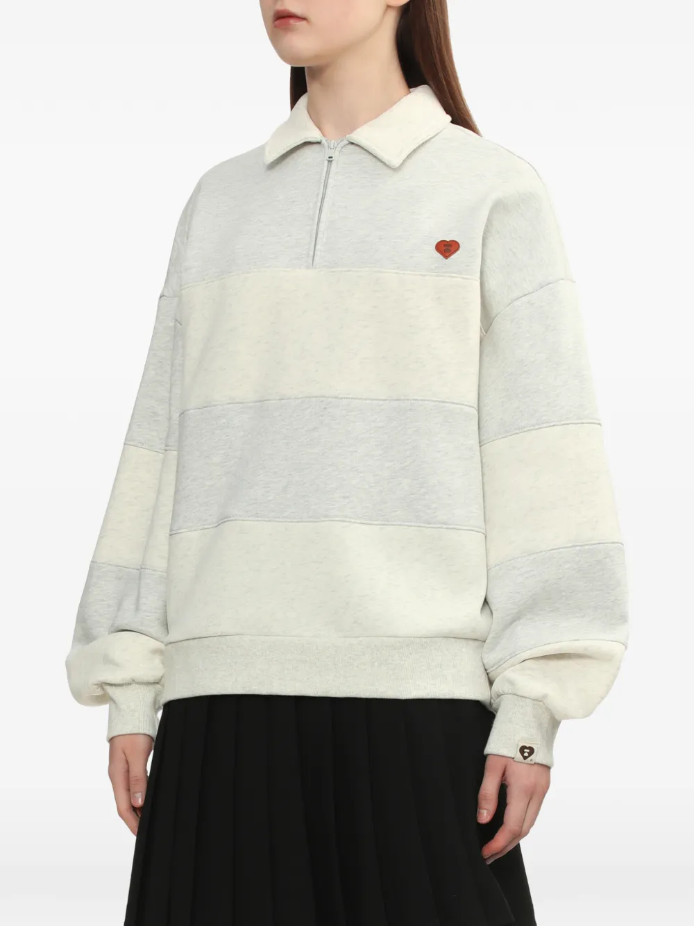  Apee™ By *a Bathing Ape® Striped Zip Polo Shirt - Grey 