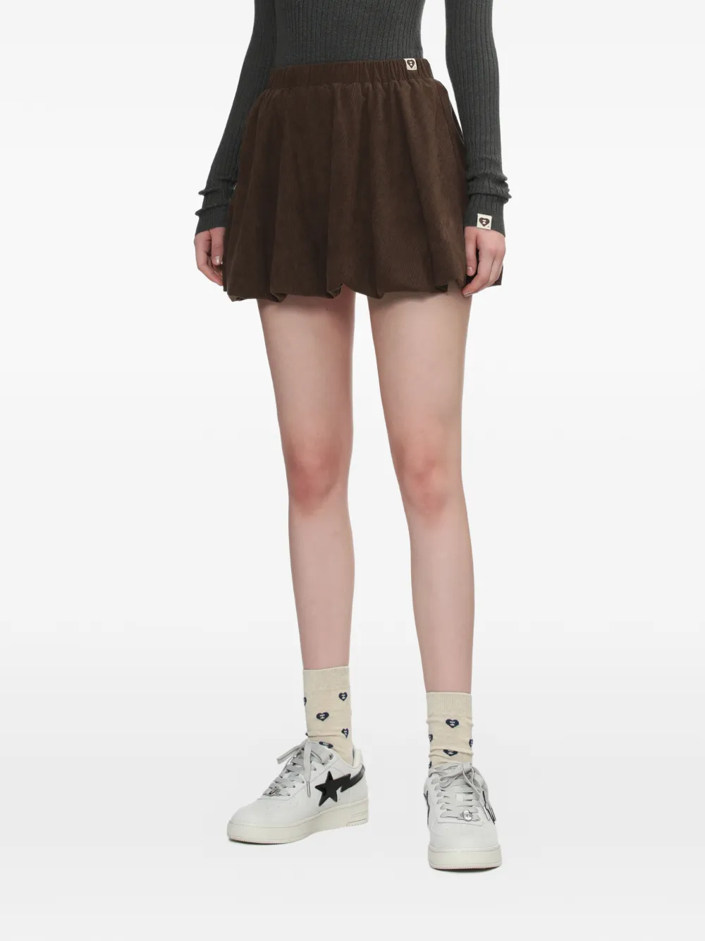 APEE™ by *A BATHING APE Ribfluwelen flared rok Bruin