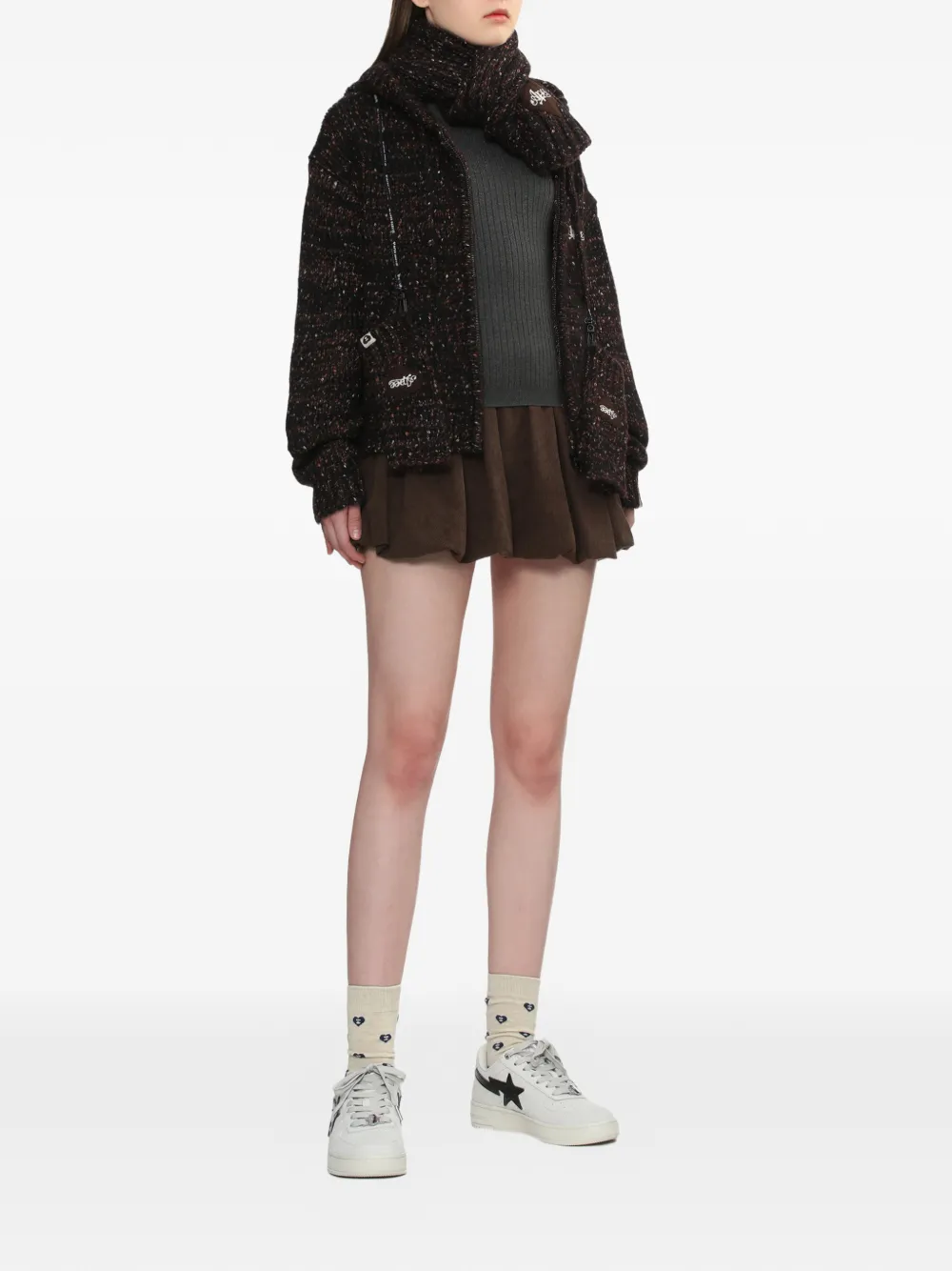 APEE™ by *A BATHING APE Ribfluwelen flared rok Bruin