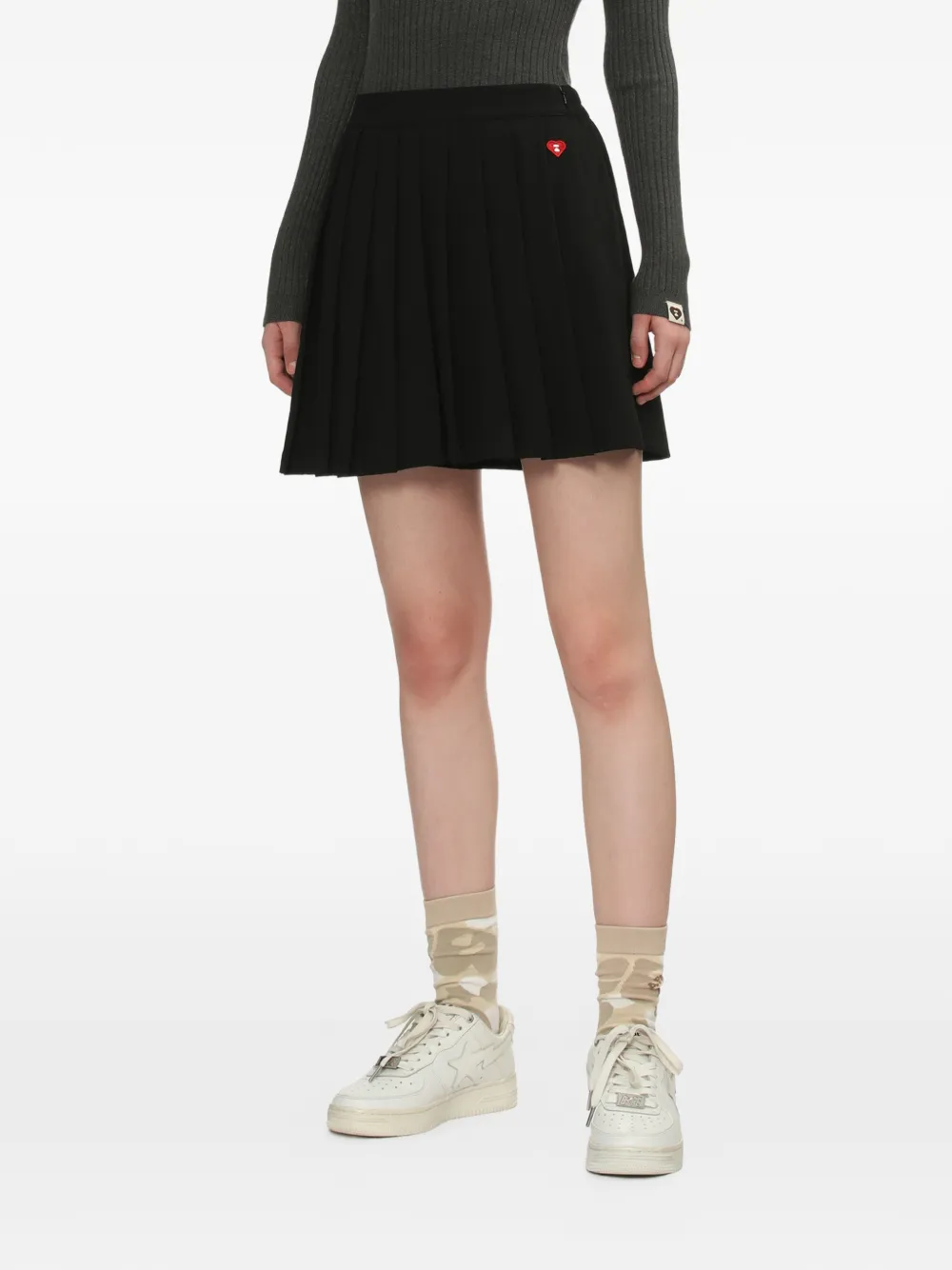  Apee™ By *a Bathing Ape® Pleated Heart Shorts - Black 