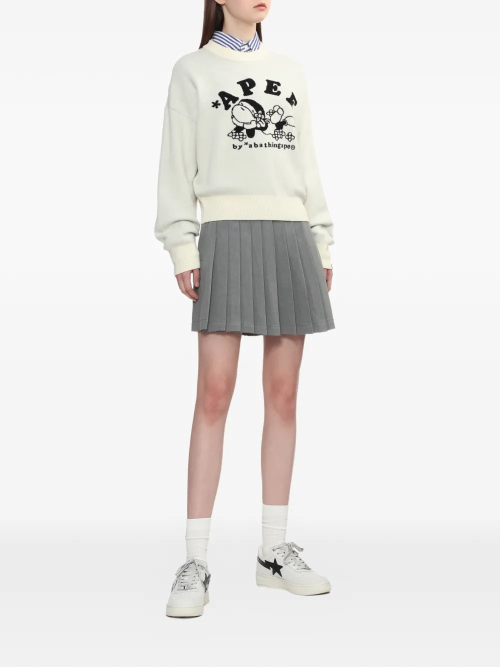  Apee™ By *a Bathing Ape® Lisa Crew-neck Sweater - Neutrals 