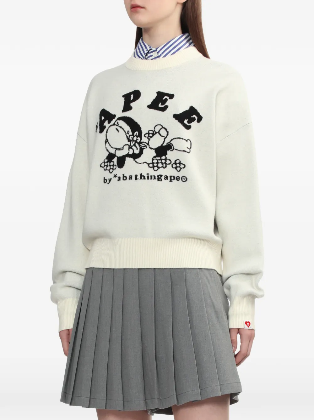  Apee™ By *a Bathing Ape® Lisa Crew-neck Sweater - Neutrals 