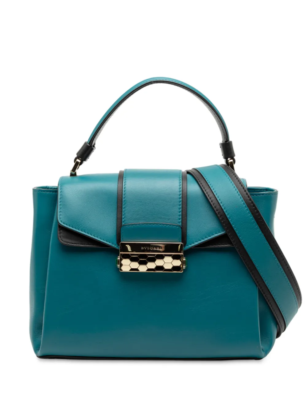 Bvlgari Pre-Owned 2016 Leather Serpenti Viper Top Handle Bag satchel - Blu