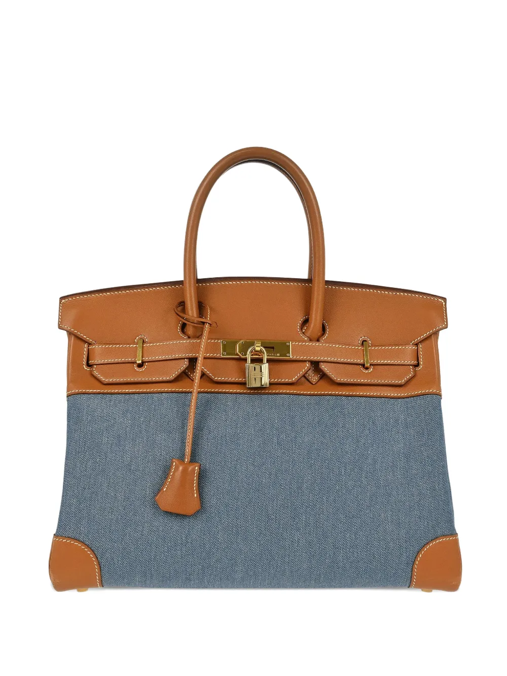 Hermès Pre-Owned 1998 toile leather birkin handbag - Blu