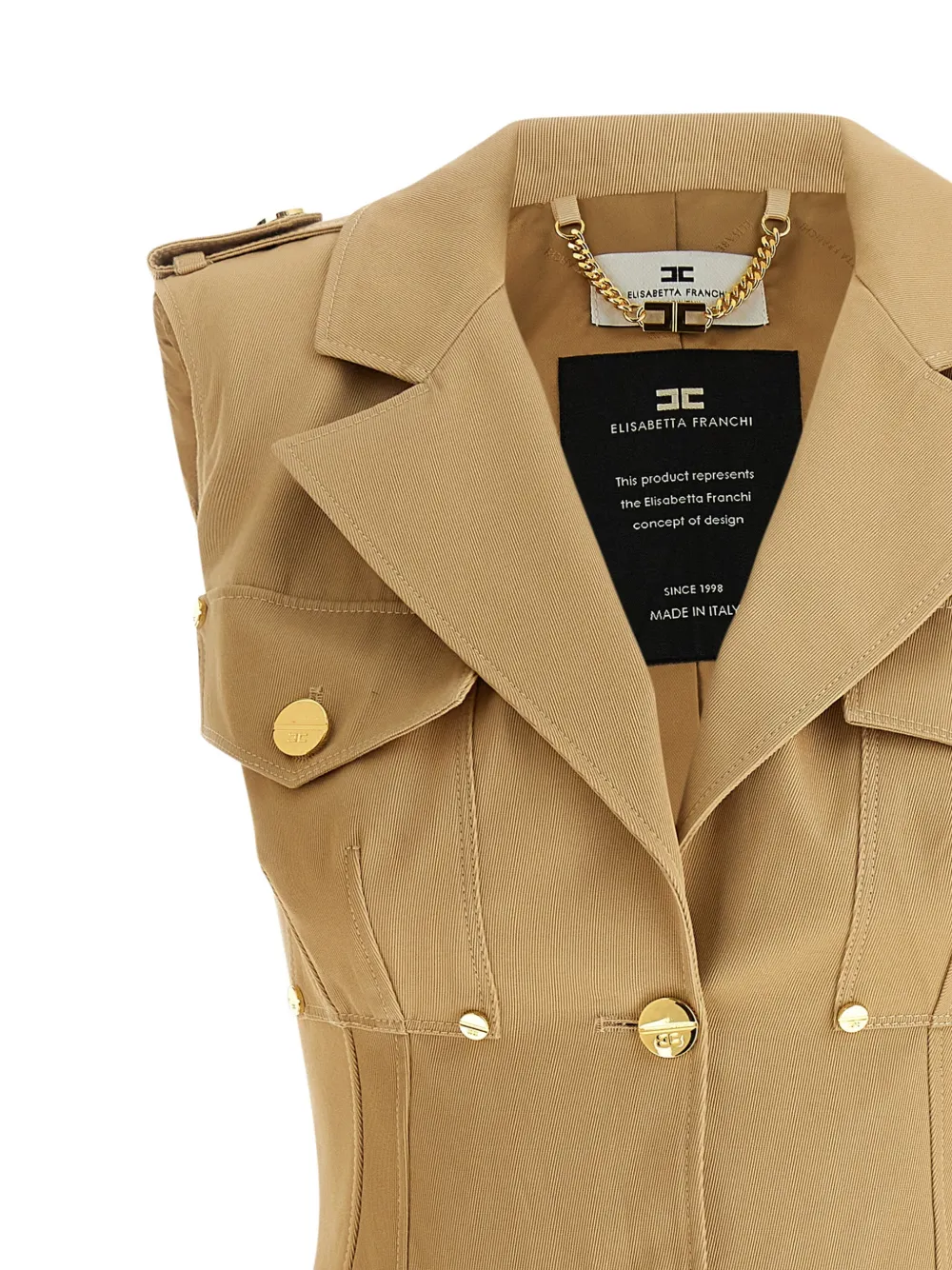  Elisabetta Franchi Single-breasted Button Mini Dress - Neutrals 