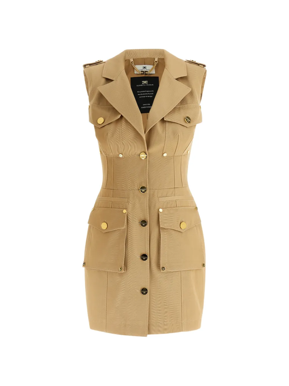 Elisabetta Franchi single-breasted button mini dress - Toni neutri