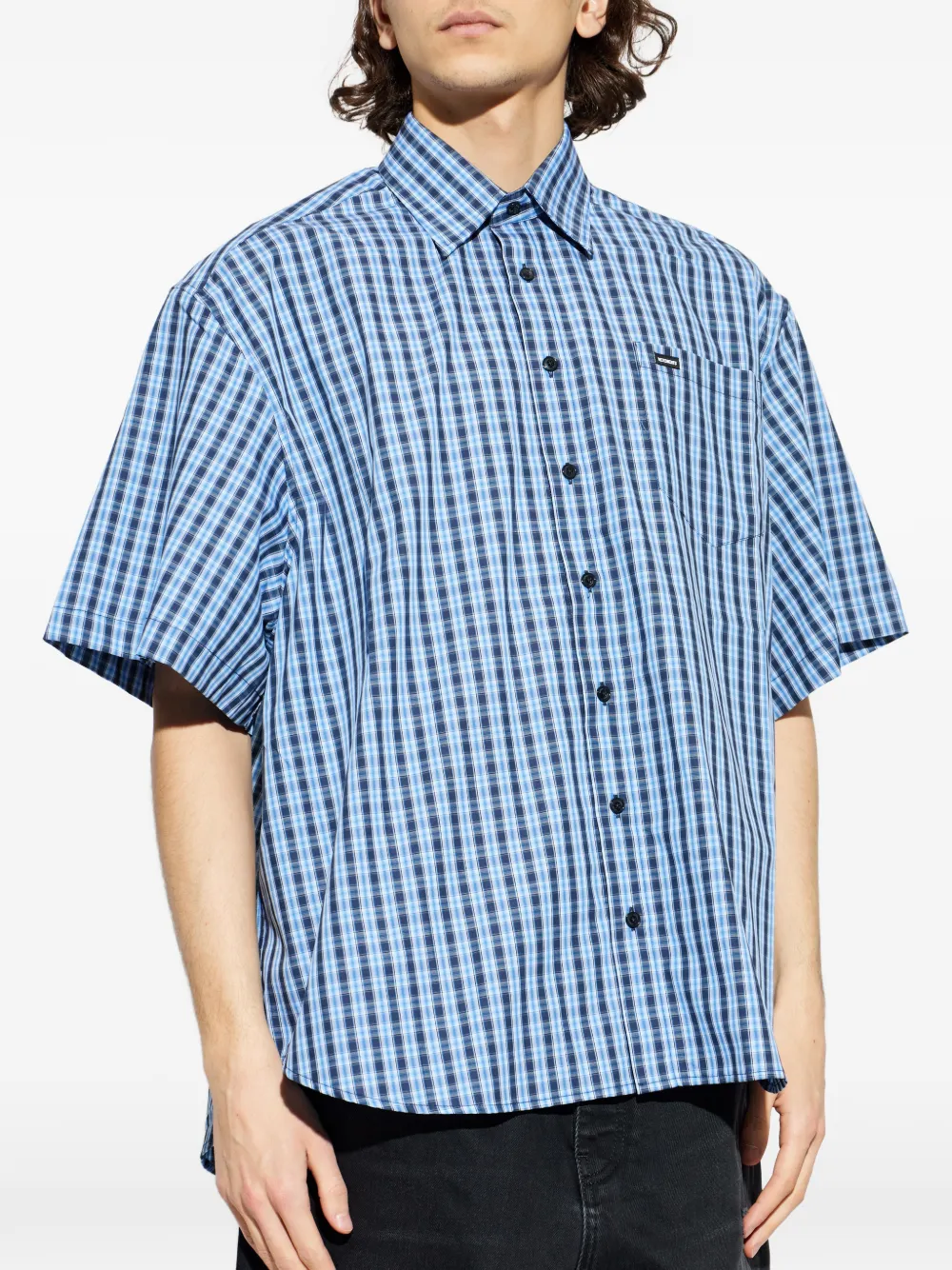 VETEMENTS Geruit overhemd met borstzak Blauw