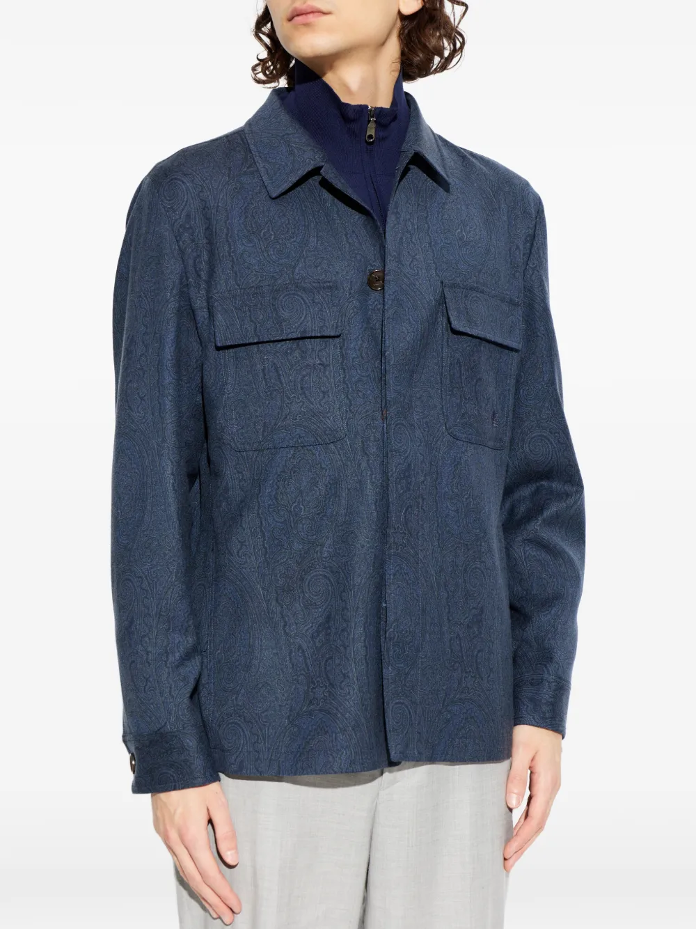  Etro Paisley-pattern Overshirt - Blue 