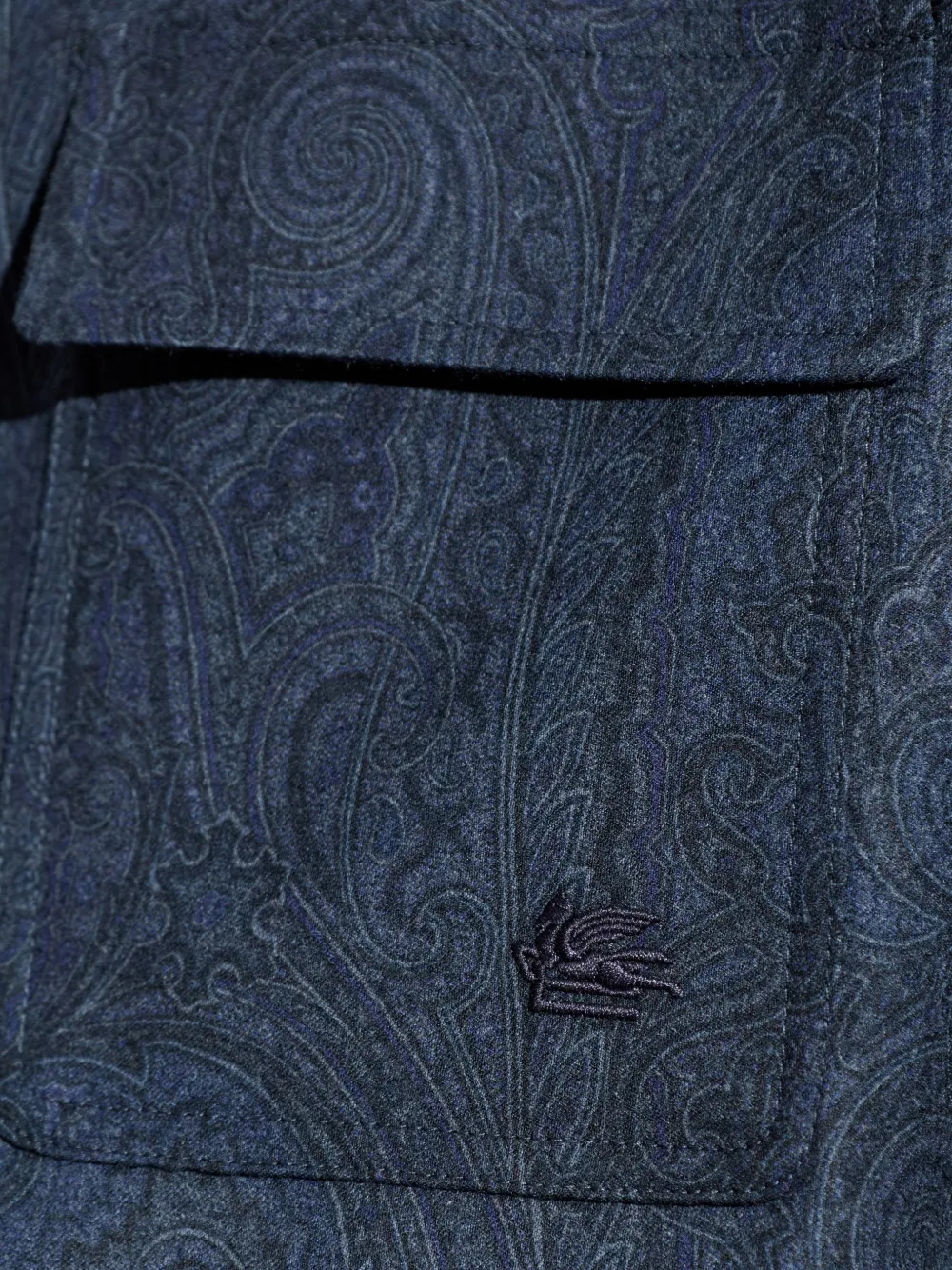 ETRO Wollen jack met paisley-print Blauw