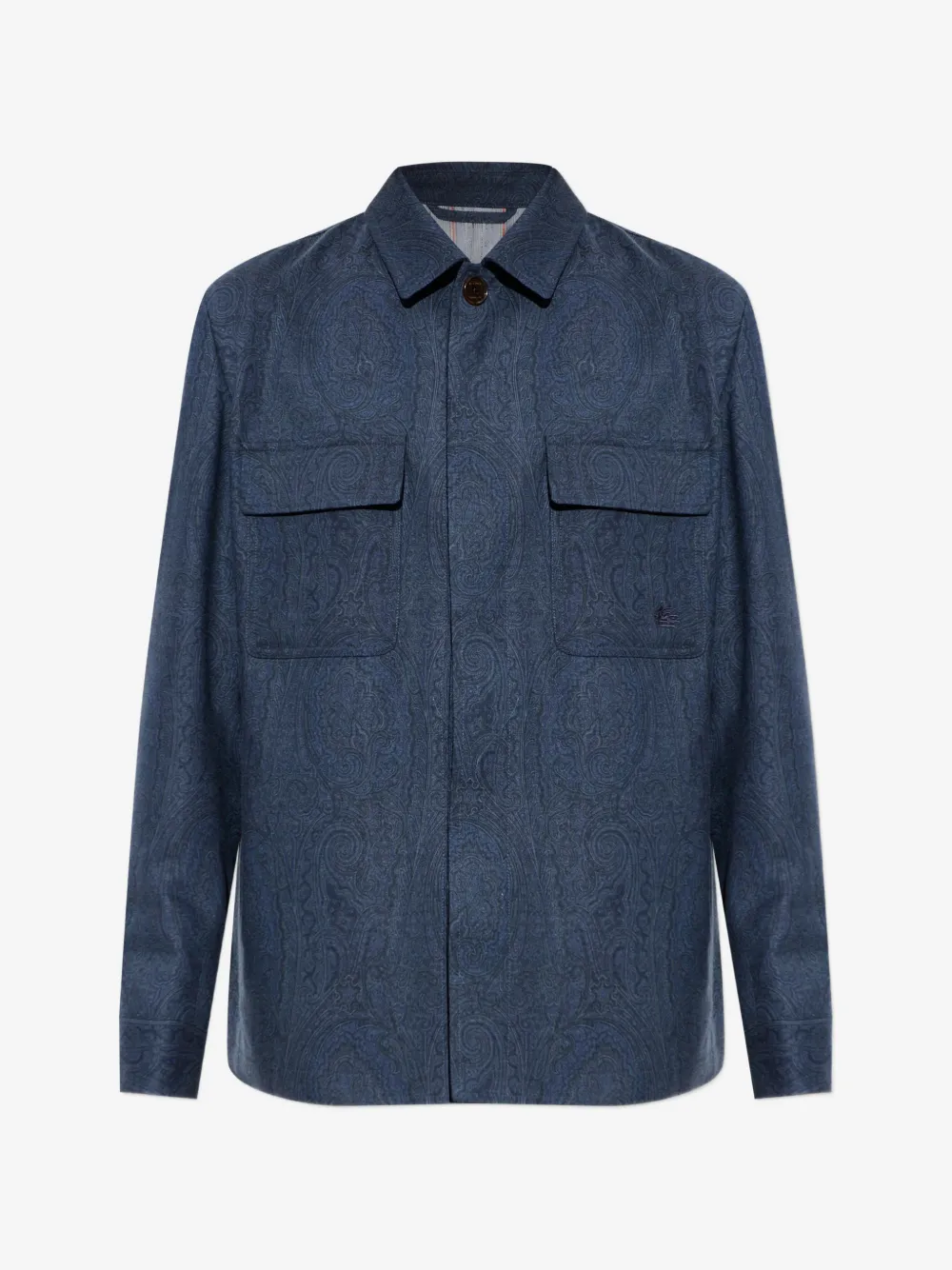 ETRO шерстяная куртка с узором пейсли | синий | Image 1