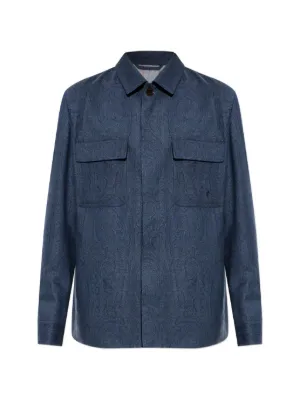 ETRO ペガサス スエード シャツジャケット | ブルー | FARFETCH JP