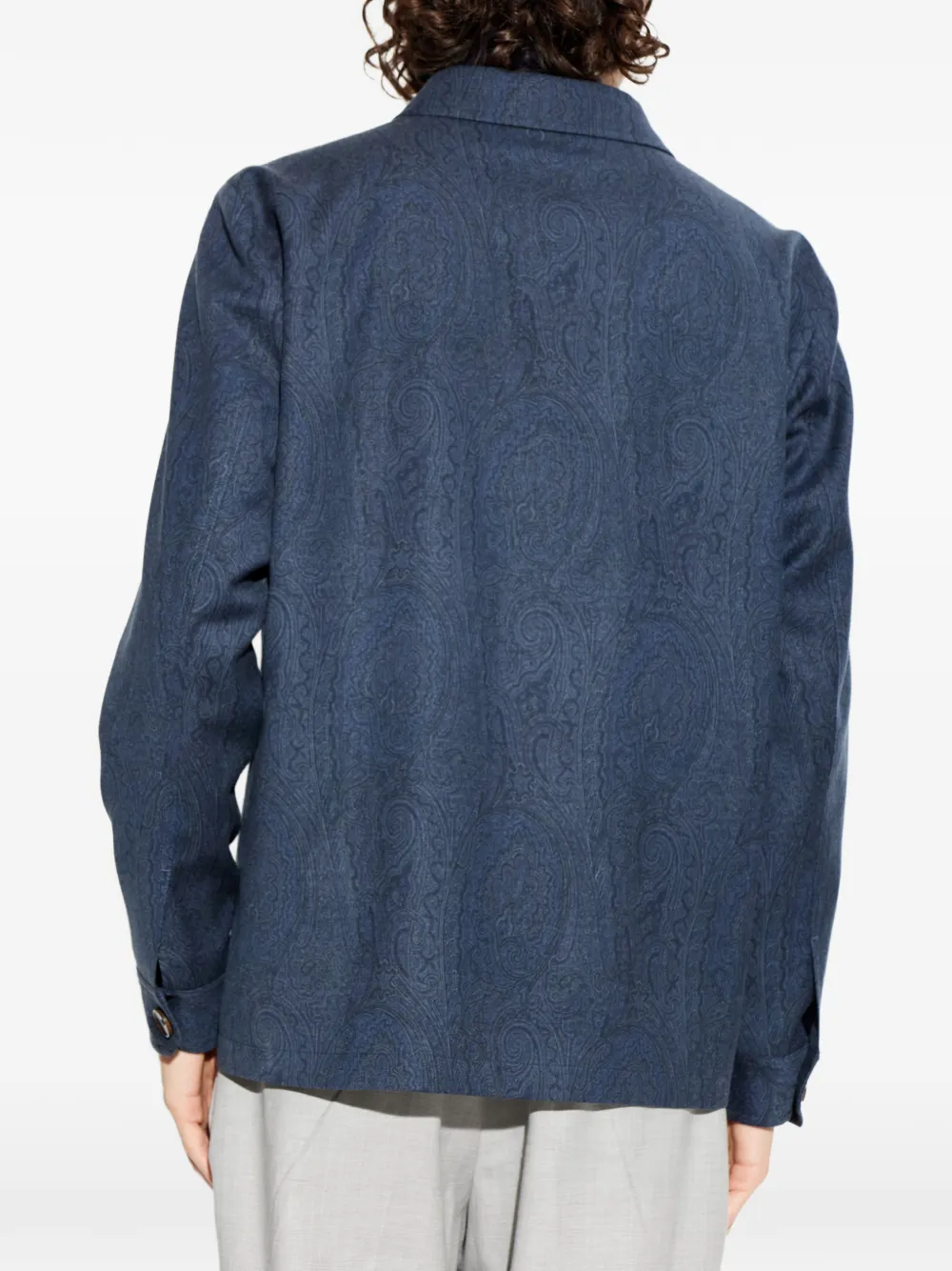 ETRO Wollen jack met paisley-print Blauw