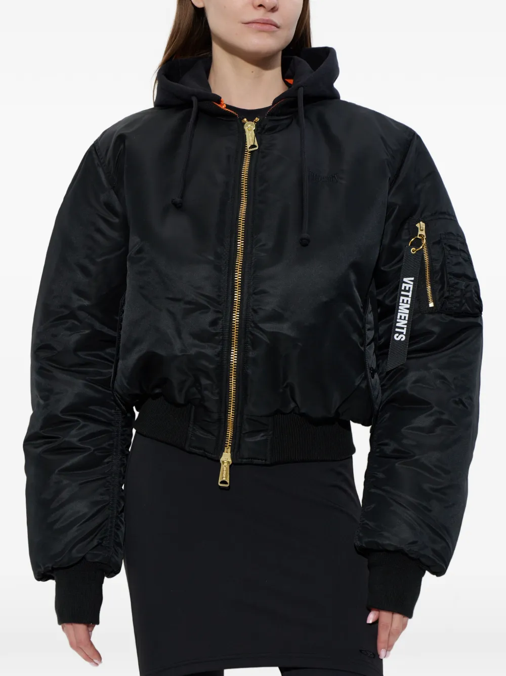  Vetements Hooded Bomber Jacket - Black 