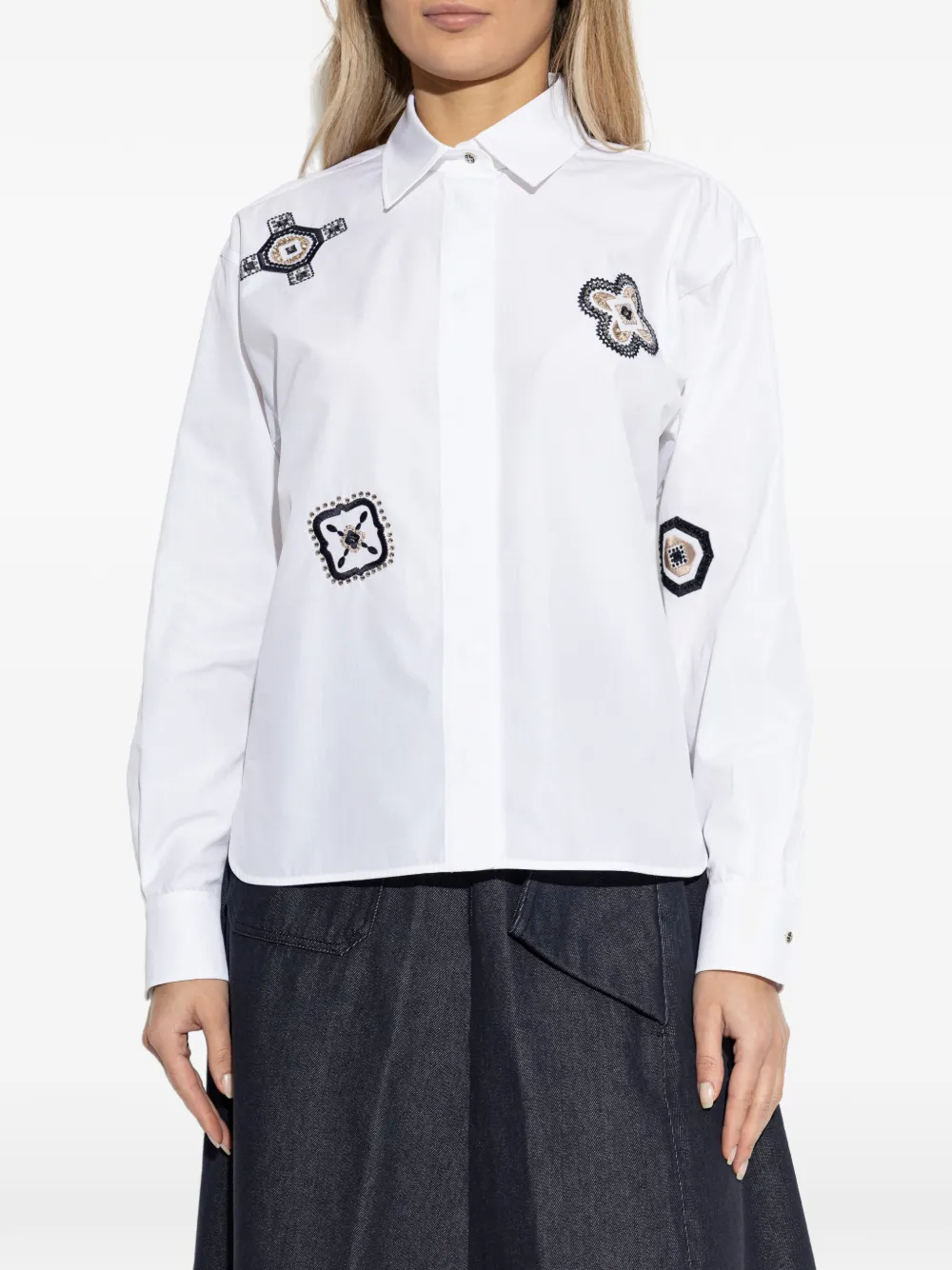 Max Mara blouse met borduurwerk Wit