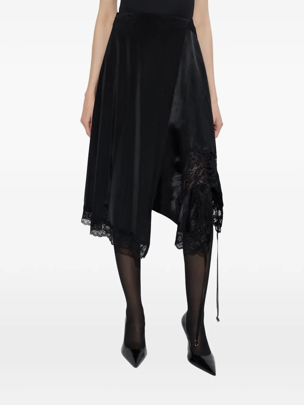  Vetements Lace-trim Asymmetric Skirt - Black 