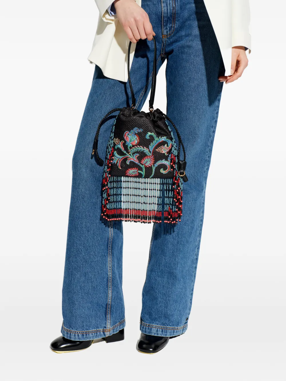 ETRO Kleine Kalispera shopper met borduurwerk en kralen Zwart
