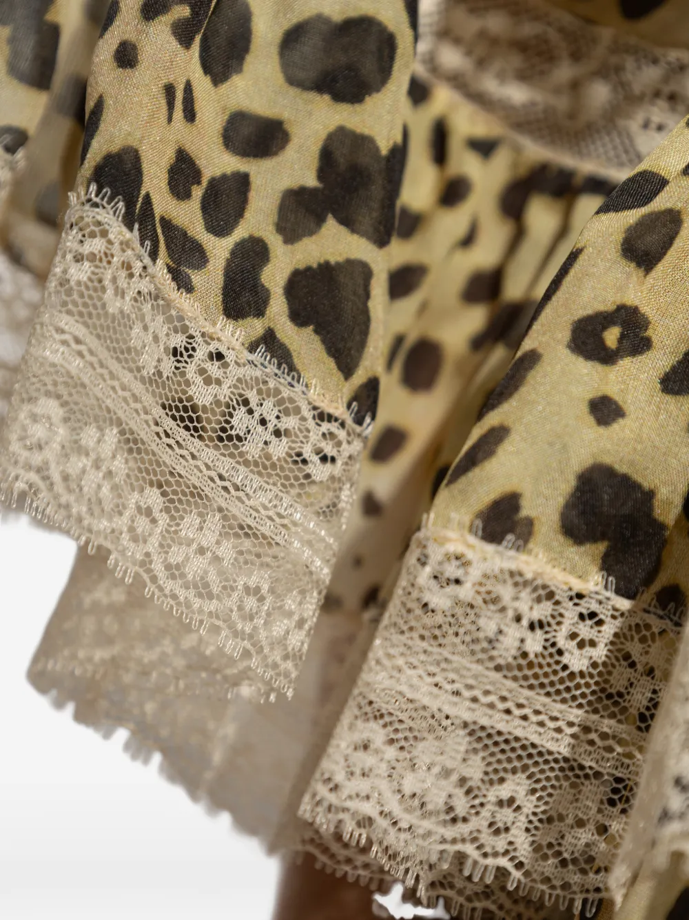 ETRO Jurk met luipaardprint en ruches Bruin