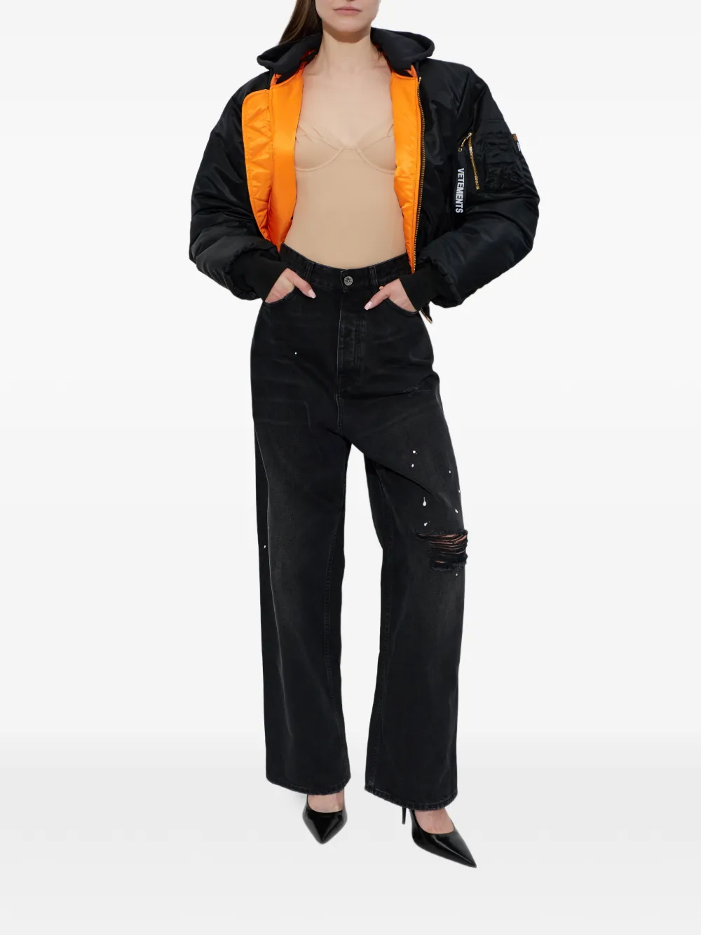  Vetements Vaqueros Con Efecto Envejecido - Negro 