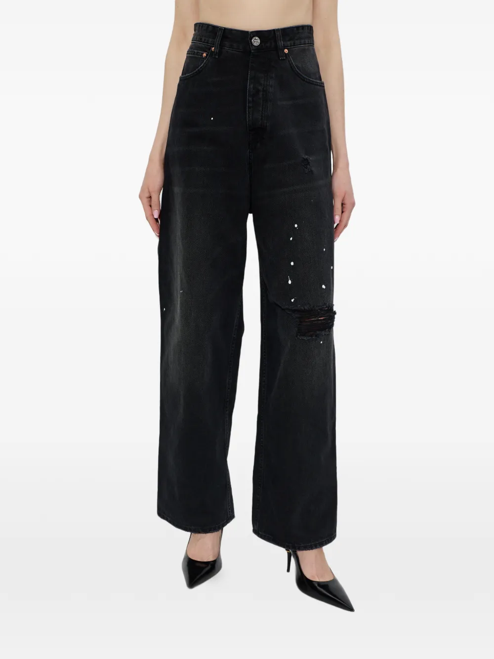  Vetements Vaqueros Con Efecto Envejecido - Negro 