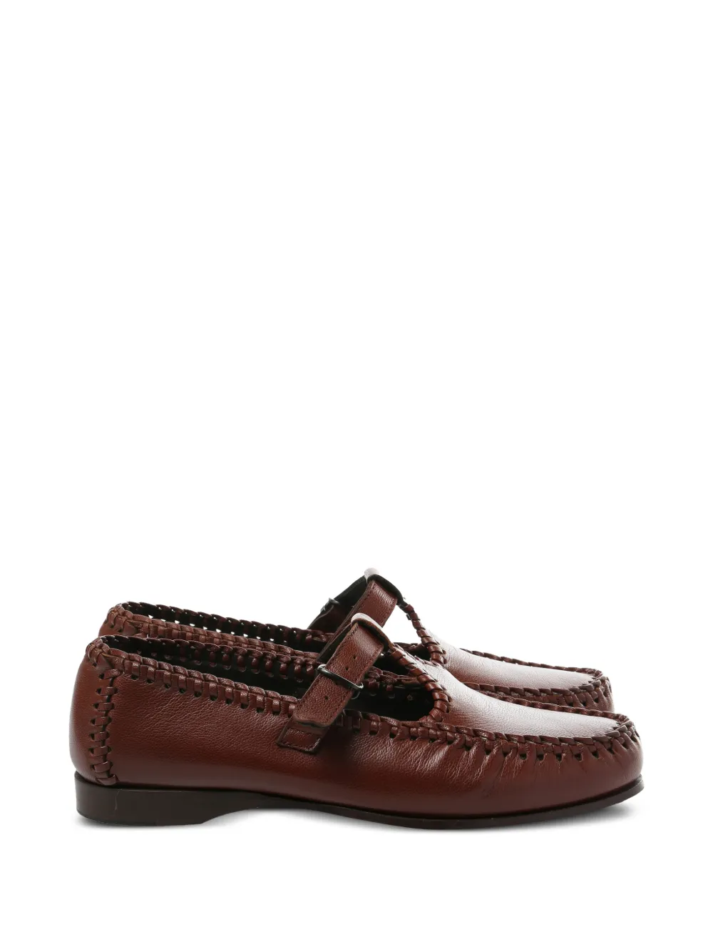Hereu buckle braided shoes - Marrone