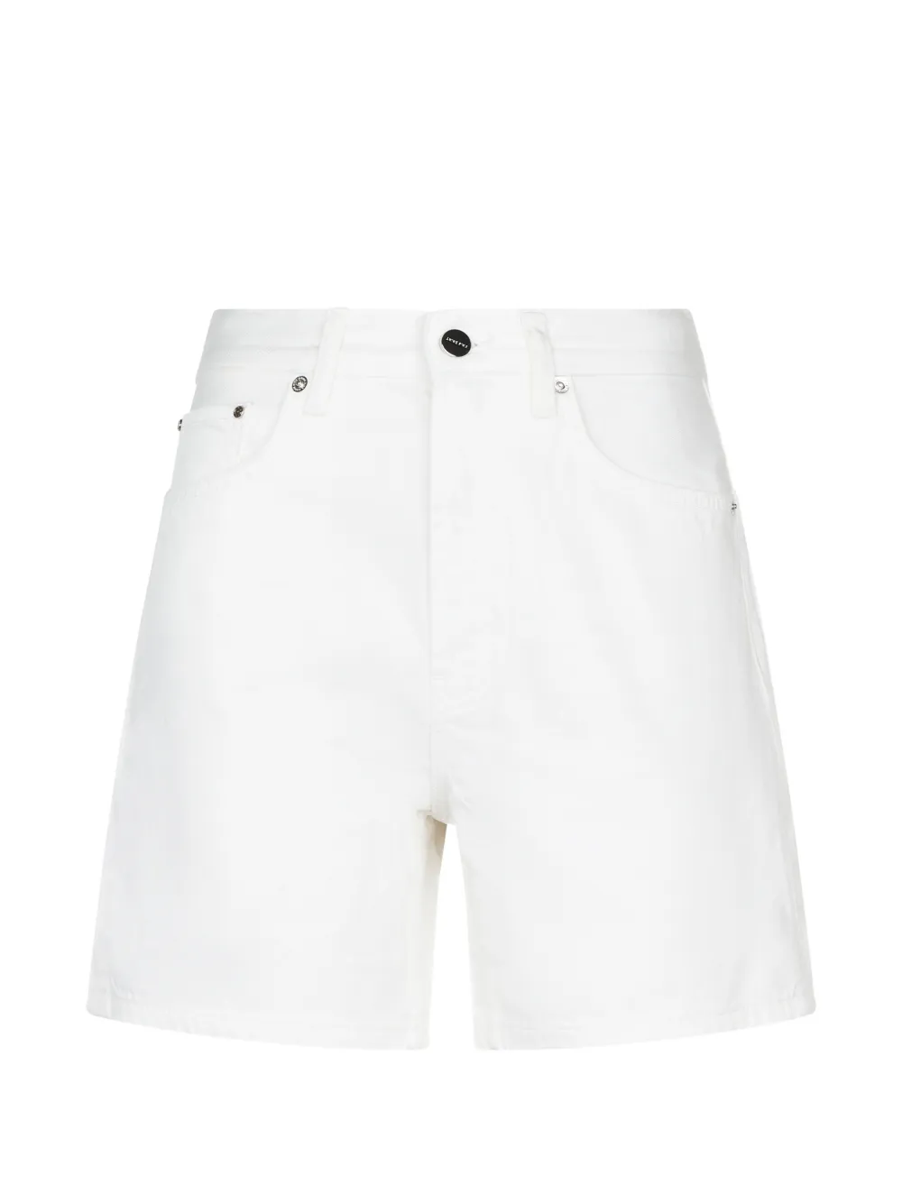 ANINE BING Kat logo-patch denim shorts - Nude