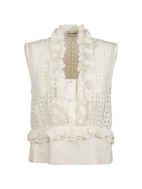 Alberta Ferretti ruffled eyelet blouse