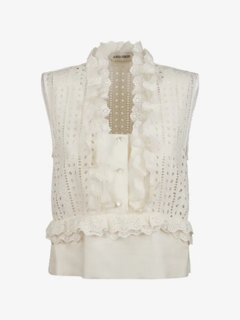 Alberta Ferretti ruffled eyelet blouse