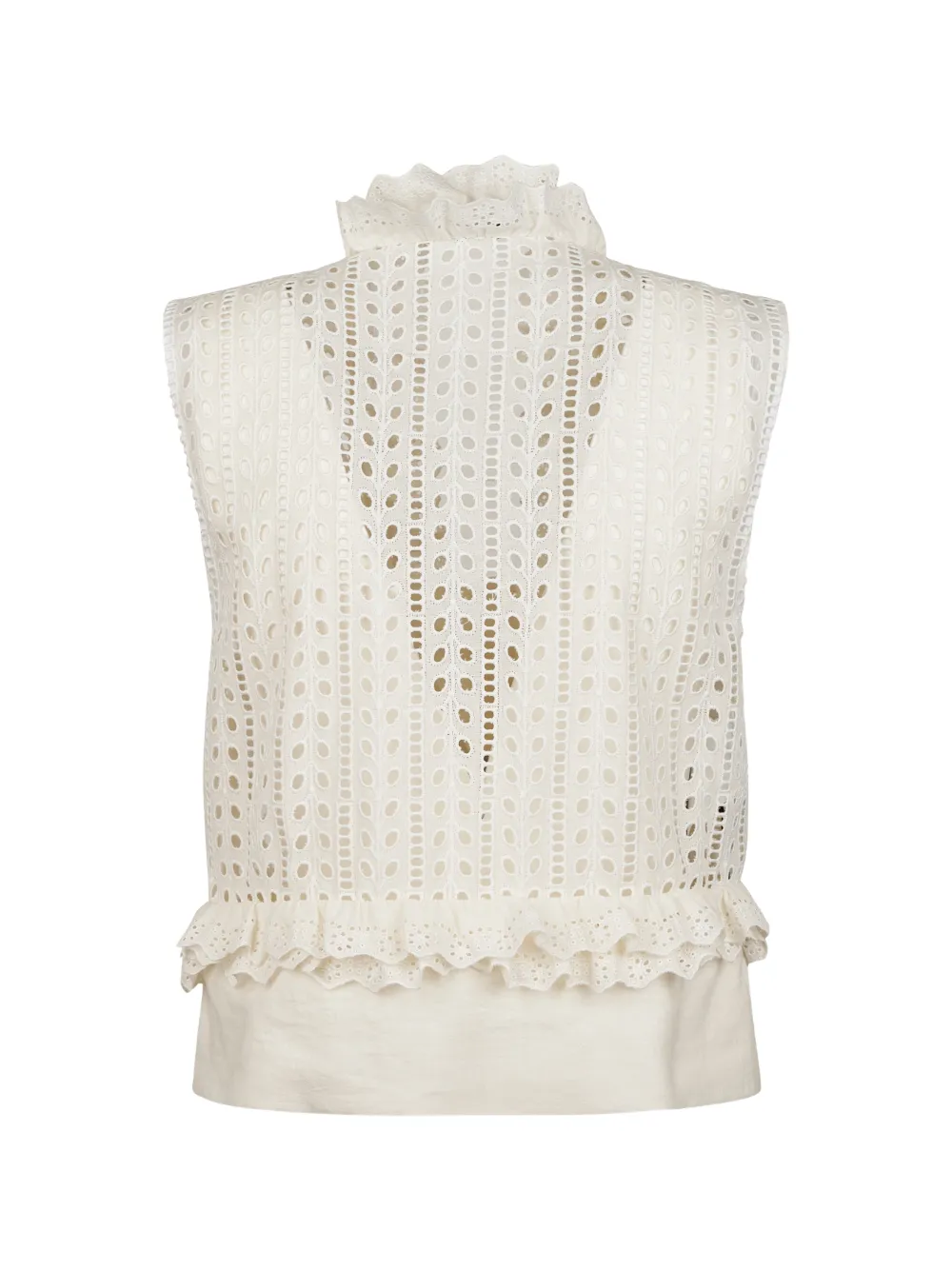 Alberta Ferretti ruffled eyelet blouse - Beige