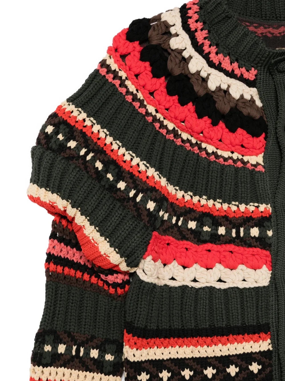  Sacai Striped Cardigan - Green 