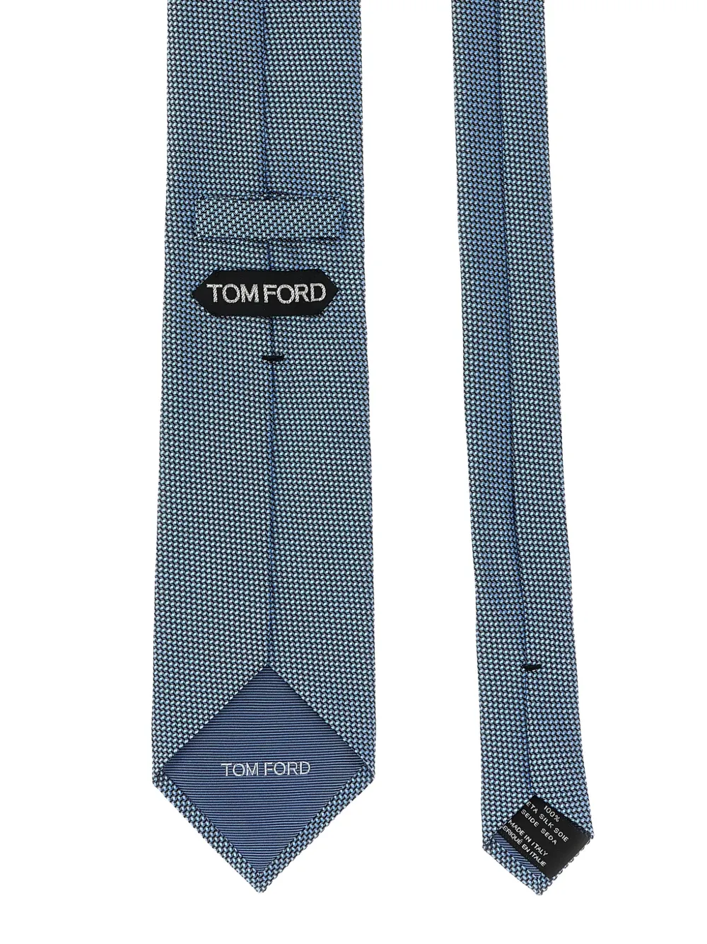 TOM FORD patterned-jacquard tie - Blauw