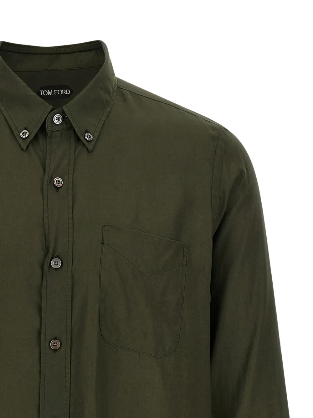 TOM FORD Overhemd met lyocell zak Groen