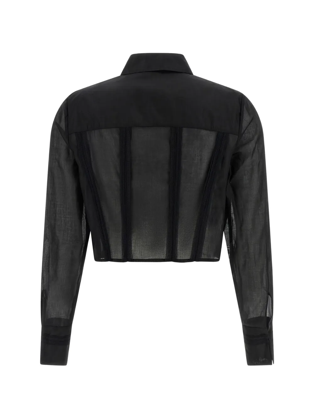 Elisabetta Franchi logo-embroidered cropped shirt - Zwart